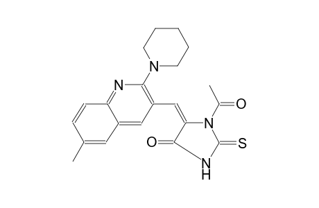 (5E)-1-acetyl-5-[(6-methyl-2-piperidin-1-ylquinolin-3-yl)methylidene]-2-sulfanylideneimidazolidin-4-one