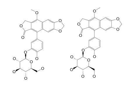 JUSTALAKONIN;1-(3'-BETA-D-GLUCOSYLOXY-4'-HYDROXYPHENYL)-3-HYDROXYMETHYL-4-METHOXY-6,7-METHYLENEDIOXY-2-NAPHTHOIC-ACID-LACTONE