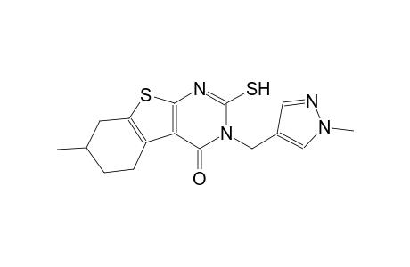 7-methyl-3-[(1-methyl-1H-pyrazol-4-yl)methyl]-2-sulfanyl-5,6,7,8-tetrahydro[1]benzothieno[2,3-d]pyrimidin-4(3H)-one