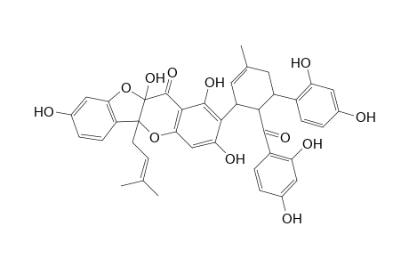 2-[5-(2,4-dihydroxyphenyl)-6-[(2,4-dihydroxyphenyl)-oxomethyl]-3-methyl-1-cyclohex-2-enyl]-1,3,8,10a-tetrahydroxy-5a-(3-methylbut-2-enyl)-11-benzofuro[3,2-b][1]benzopyranone