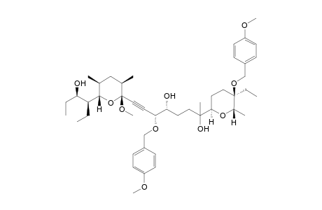 (2S,5R,6R)-8-[(2R*,3R,5S,6S)-6-[1S,2R)-1-Ethyl-2-hydroxybutyl]-2-methoxy-3,5-dimethyltetrahydropyran-2-yl]-2-[(2R,5R,6S)-5-ethyl-5-(4-methoxybenzyloxy)-6-methyltetrahydropyran-2-yl]-6-(4-methoxybenzyloxy)oct-7-yne-2,5-diol