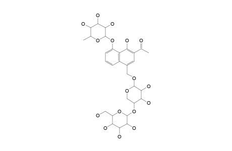 ALOVEROSIDE_A;1-(((4-(1-O-BETA-D-GLUCOPYRANOSYL-(1->4)-BETA-D-XYLOPYRANOSIDE)-HYDROXYMETHYL)-1-HYDROXY-8-O-ALPHA-L-RHAMNOPYRANOSIDE)-NAPHTHALENE