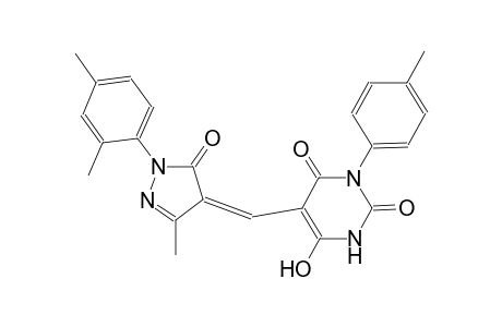 5-{(Z)-[1-(2,4-dimethylphenyl)-3-methyl-5-oxo-1,5-dihydro-4H-pyrazol-4-ylidene]methyl}-6-hydroxy-3-(4-methylphenyl)-2,4(1H,3H)-pyrimidinedione