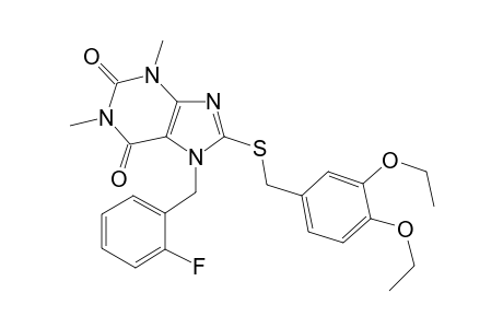 8-[(3,4-diethoxybenzyl)sulfanyl]-7-(2-fluorobenzyl)-1,3-dimethyl-3,7-dihydro-1H-purine-2,6-dione