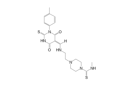 N-methyl-4-(2-{[(E)-(1-(4-methylphenyl)-4,6-dioxo-2-thioxotetrahydro-5(2H)-pyrimidinylidene)methyl]amino}ethyl)-1-piperazinecarbothioamide