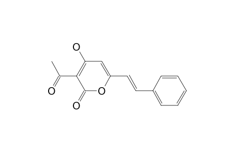 2H-Pyran-2-one, 3-acetyl-4-hydroxy-6-(2-phenylethenyl)-, (E)-