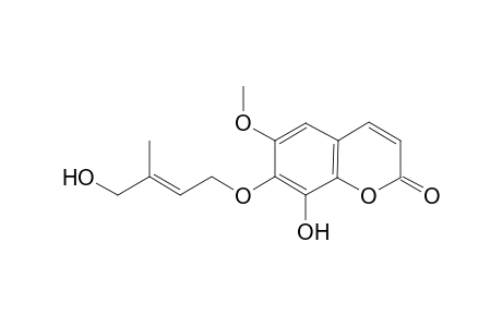 6-Methoxy-7-[(E)-3-methyl-4-oxidanyl-but-2-enoxy]-8-oxidanyl-chromen-2-one