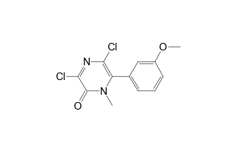 3,5-bis(chloranyl)-6-(3-methoxyphenyl)-1-methyl-pyrazin-2-one