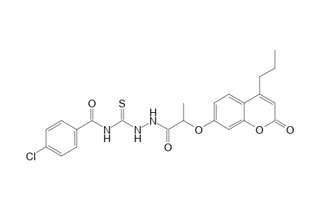 4-(p-chlorobenzoyl)-1-{2-[(2-oxo-4-propyl-2H-1-benzopyran-7-yl)oxy]propionyl}-3-thiosemicarbazide