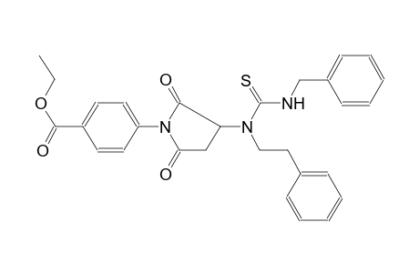 benzoic acid, 4-[2,5-dioxo-3-[(2-phenylethyl)[[(phenylmethyl)amino]carbonothioyl]amino]-1-pyrrolidinyl]-, ethyl ester