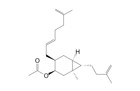 Acetic Acid (+-)-(1.alpha.,3.beta.,4.beta.,6.alpha.,7.alpha.)-7-(3-Methyl-3-butenyl)-4-((E)-6-methyl-2,6-heptadienyl)-1-methylbicyclo[4.1.0]hept-3-yl Ester