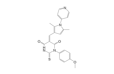 (5Z)-5-{[2,5-dimethyl-1-(4-pyridinyl)-1H-pyrrol-3-yl]methylene}-1-(4-methoxyphenyl)-2-thioxodihydro-4,6(1H,5H)-pyrimidinedione