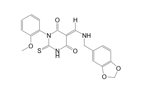(5E)-5-{[(1,3-benzodioxol-5-ylmethyl)amino]methylene}-1-(2-methoxyphenyl)-2-thioxodihydro-4,6(1H,5H)-pyrimidinedione