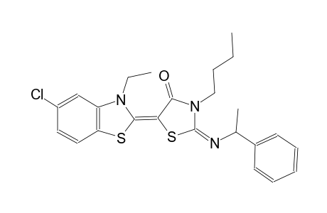(2E,5Z)-3-butyl-5-(5-chloro-3-ethyl-1,3-benzothiazol-2(3H)-ylidene)-2-{[(E)-1-phenylethyl]imino}-1,3-thiazolidin-4-one