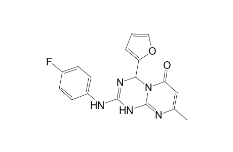 6H-Pyrimido[1,2-a][1,3,5]triazin-6-one, 2-[(4-fluorophenyl)amino]-4-(2-furanyl)-1,4-dihydro-8-methyl-