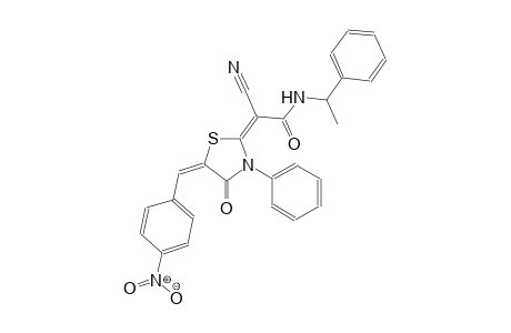 (2E)-2-cyano-2-[(5E)-5-(4-nitrobenzylidene)-4-oxo-3-phenyl-1,3-thiazolidin-2-ylidene]-N-(1-phenylethyl)ethanamide
