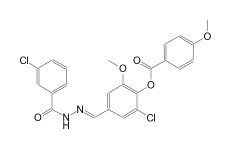 2-chloro-4-{(E)-[(3-chlorobenzoyl)hydrazono]methyl}-6-methoxyphenyl 4-methoxybenzoate