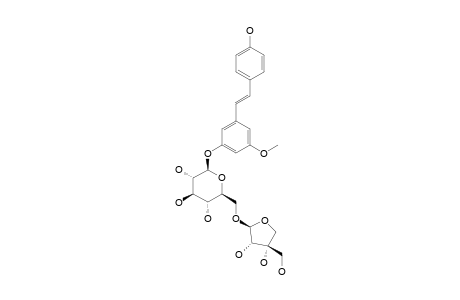 5-O-METHYL-(E)-RESVERATROL_3-O-BETA-D-APIOFURANOSYL-(1->6)-BETA-D-GLUCOPYRANOSIDE
