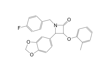 4-(1,3-benzodioxol-5-yl)-1-(4-fluorobenzyl)-3-(2-methylphenoxy)-2-azetidinone