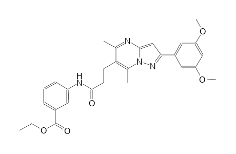 benzoic acid, 3-[[3-[2-(3,5-dimethoxyphenyl)-5,7-dimethylpyrazolo[1,5-a]pyrimidin-6-yl]-1-oxopropyl]amino]-, ethyl ester