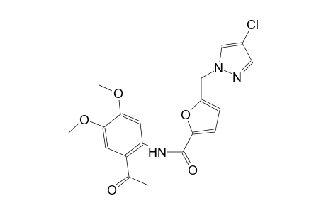 N-(2-acetyl-4,5-dimethoxyphenyl)-5-[(4-chloro-1H-pyrazol-1-yl)methyl]-2-furamide