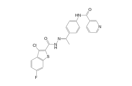 N-(4-{(1E)-N-[(3-chloro-6-fluoro-1-benzothien-2-yl)carbonyl]ethanehydrazonoyl}phenyl)nicotinamide