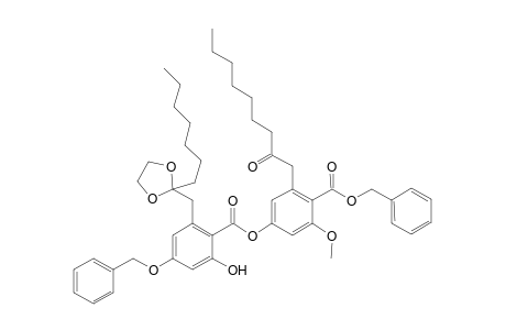 benzyl 4-[4'-benzyloxy-6'-{(2''-heptyl-1'',3''-dioxolan-2''-yl)methyl}-2'-hydroxybenzoyloxy]-2-methoxy-6-(2-oxononyl)benzoate