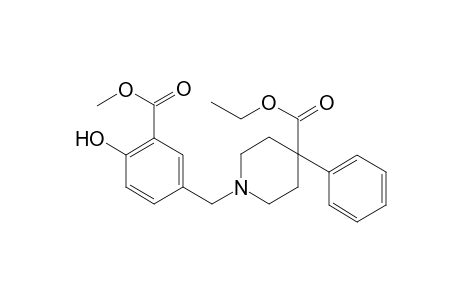 1-(3-carbomethoxy-4-hydroxy-benzyl)-4-phenyl-isonipecotic acid ethyl ester