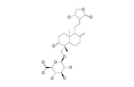 3-CARBONYLANDROGRAPHOLIDE-19-O-BETA-D-GLUCURONIDE;3-[2-[DECAHYDRO-6-HYDROXY-5-(HYDROXYMETHYL)-5,8A-DIMETHYL-2-METHYLENE-1-NAPHTHALENYL]-ETHYLIDENE]-DIHYDRO
