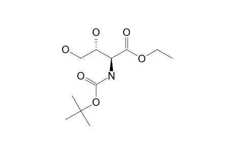 ETHYL-(2S,3R)-2-TERT.-BUTOXYCARBONYLAMINO-3,4-DIHYDROXYBUTANOATE;MINOR-COMPONENT