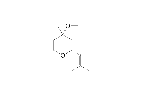 syn-(2SR,4SR)-3,4,5,6-Tetrahydro-4-methoxy-4-methyl-2-(2-methylprop-1-en-1-yl)-2Hpyran