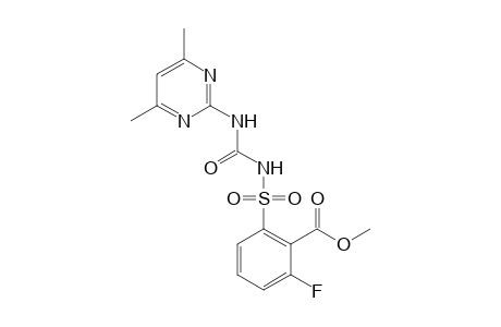 Benzoic acid, 2-[[[[(4,6-dimethyl-2-pyrimidinyl)amino]carbonyl]amino]sulfonyl]-6-fluoro-, methyl ester