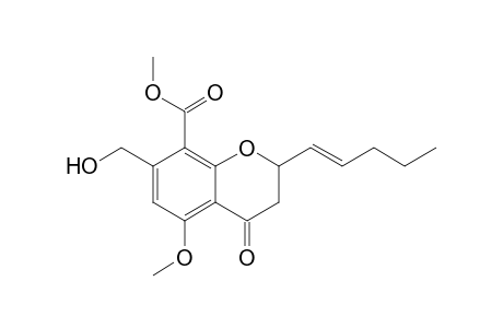 CAVOXONE-METHYLESTER;2-(1E-PENTENYL)-5-METHOXY-7-HYDROXYMETHYL-8-CARBOXYLIC-ACID-CHROMAN-4-ONE,METHYLESTER