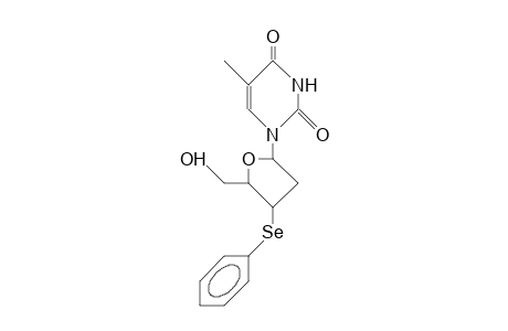 1-(2',3'-Dideoxy-3'<R>-phenylseleno-B-D-glycero-pentofuranosyl)-thymine