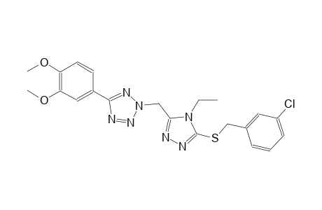 2-({5-[(3-chlorobenzyl)sulfanyl]-4-ethyl-4H-1,2,4-triazol-3-yl}methyl)-5-(3,4-dimethoxyphenyl)-2H-tetraazole