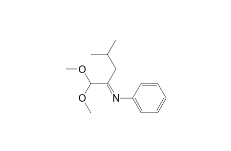 Benzenamine, N-[1-(dimethoxymethyl)-3-methylbutylidene]-