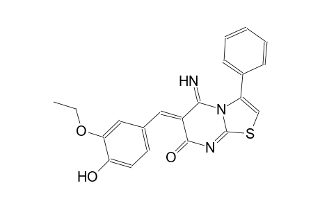 7H-thiazolo[3,2-a]pyrimidin-7-one, 6-[(3-ethoxy-4-hydroxyphenyl)methylene]-5,6-dihydro-5-imino-3-phenyl-, (6Z)-