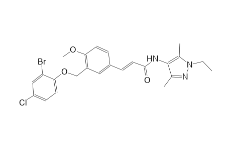 (2E)-3-{3-[(2-bromo-4-chlorophenoxy)methyl]-4-methoxyphenyl}-N-(1-ethyl-3,5-dimethyl-1H-pyrazol-4-yl)-2-propenamide