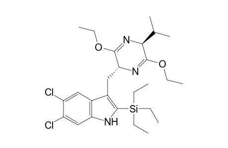 [5,6-bis(chloranyl)-3-[[(2R,5S)-3,6-diethoxy-5-propan-2-yl-2,5-dihydropyrazin-2-yl]methyl]-1H-indol-2-yl]-triethyl-silane