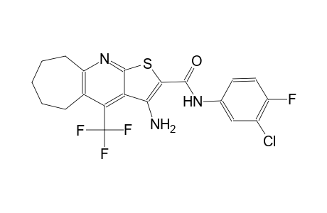 3-amino-N-(3-chloro-4-fluorophenyl)-4-(trifluoromethyl)-6,7,8,9-tetrahydro-5H-cyclohepta[b]thieno[3,2-e]pyridine-2-carboxamide