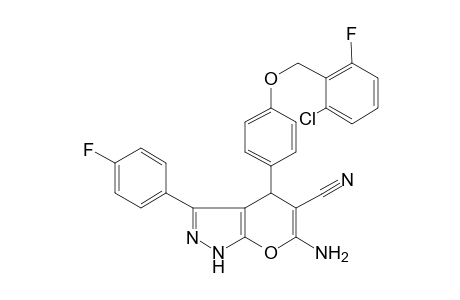 6-Amino-4-[4-(2-chloro-6-fluoro-benzyl)oxyphenyl]-3-(4-fluorophenyl)-2,4-dihydropyrano[2,3-c]pyrazole-5-carbonitrile