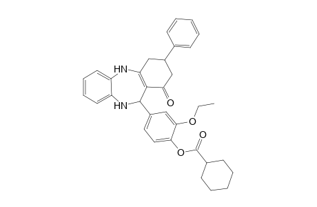 2-Ethoxy-4-(1-oxo-3-phenyl-2,3,4,5,10,11-hexahydro-1H-dibenzo[b,e][1,4]diazepin-11-yl)phenyl cyclohexanecarboxylate