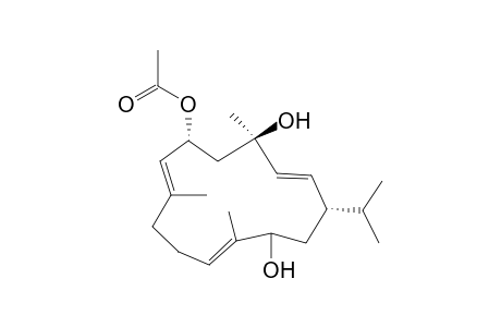 (1S,2E,4R,6R,7E,11Z,13.xi.)-6-Acetoxy-2,7,11-cembratriene-4,13-diol