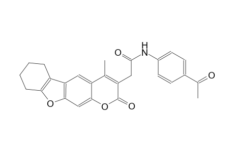 N-(4-acetylphenyl)-2-(4-methyl-2-oxo-6,7,8,9-tetrahydro-2H-[1]benzofuro[3,2-g]chromen-3-yl)acetamide
