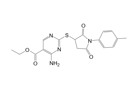 ethyl 4-amino-2-{[1-(4-methylphenyl)-2,5-dioxo-3-pyrrolidinyl]sulfanyl}-5-pyrimidinecarboxylate