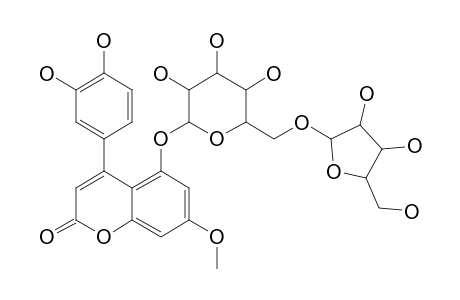 5-O-[BETA-D-APIOFURANOSYL-(1->6)-BETA-D-GLUCOPYRANOSYL]-7-METHOXY-3',4'-DIHYDROXY-4-PHENYLCOUMARIN