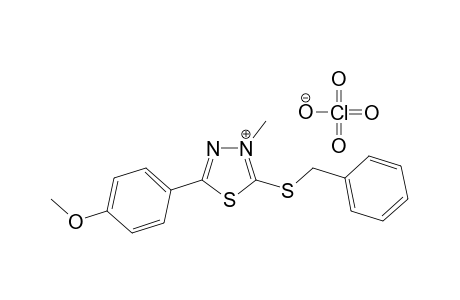 3-Methyl-2-benzylthio-5-(4-methoxyphenyl)-1,3,4-thiadiazolium perchorate