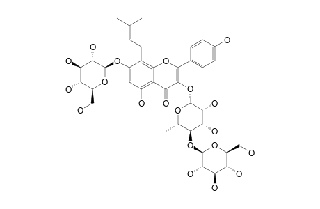 ROUHUOSIDE;8-PERNYL-KAEMPFEROL-3-O-ALPHA-L-RHAMNOPYRANOSYL-(4->1)-BETA-D-GLUCOPYRANOSYL-7-O-BETA-D-GLUCOPYRANOSIDE