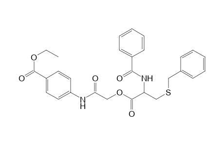 Benzoic acid, 4-[[2-[2-(benzoylamino)-1-oxo-3-[(phenylmethyl)thio]propoxy]acetyl]amino]-, ethyl ester