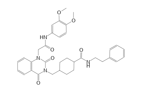 4-[(1-[2-(3,4-dimethoxyanilino)-2-oxoethyl]-2,4-dioxo-1,4-dihydro-3(2H)-quinazolinyl)methyl]-N-(2-phenylethyl)cyclohexanecarboxamide